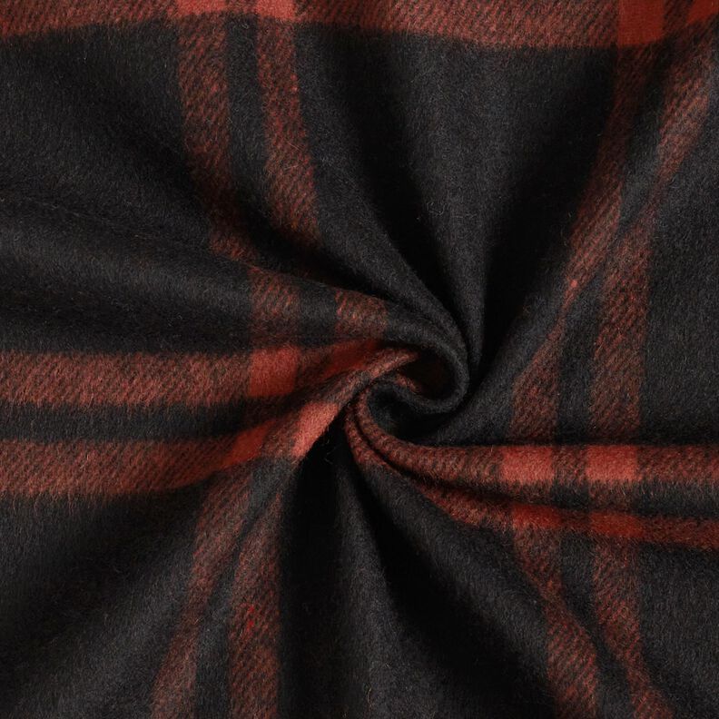 Coat fabric wool blend tartan – terracotta/black,  image number 4