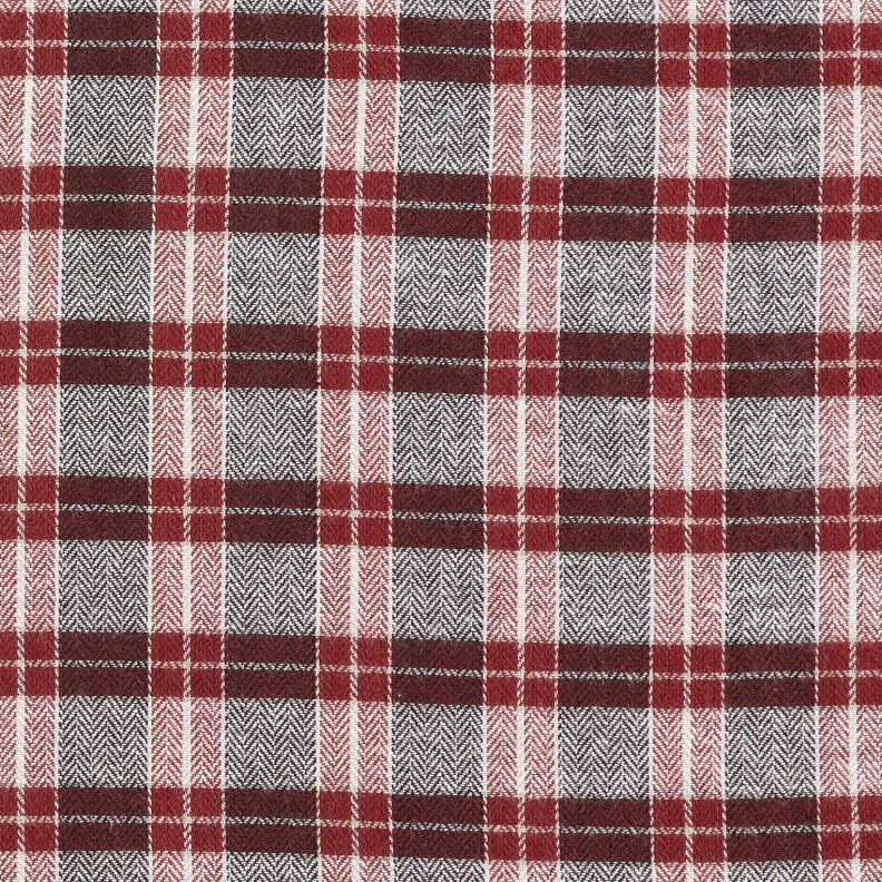 Flannel Check and Herringbone – burgundy/dark grey,  image number 1