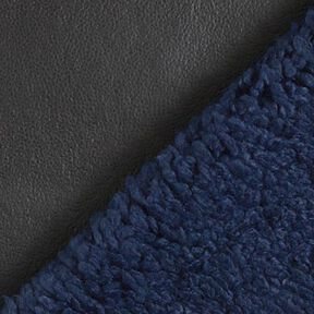 Plain Imitation Leather with Faux Fur Reverse – black/navy blue, 