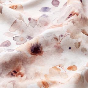 GOTS Cotton Jersey Watercolour wild roses digital print – white/light dusky pink, 