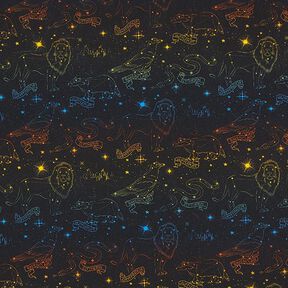 Cotton Jersey Licensed Fabric Heraldic animal constellations of Harry Potter | Warner Bros. – black, 