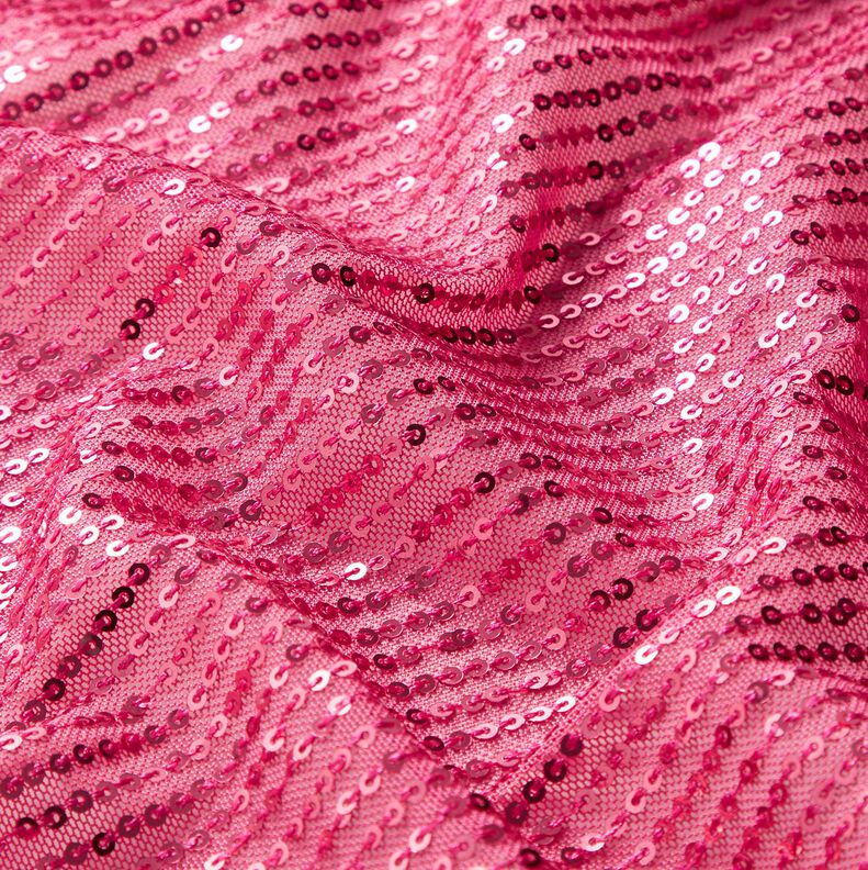 Sequin fabric vertical stripes – intense pink,  image number 2