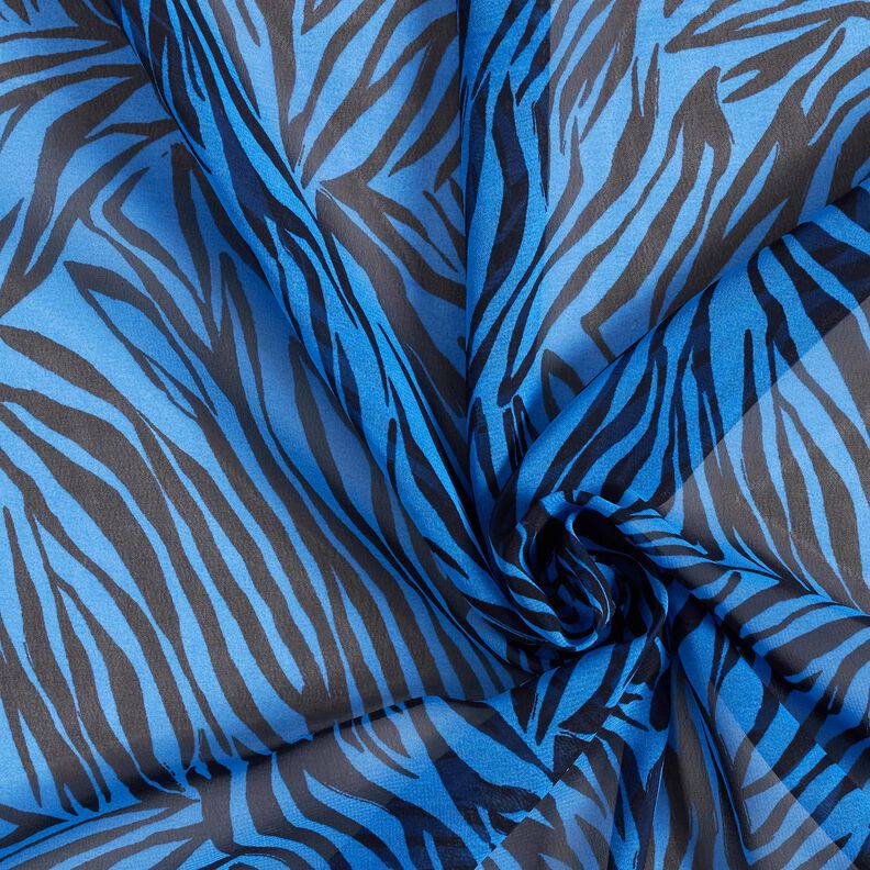 Chiffon Zebra Stripes – blue/black,  image number 3