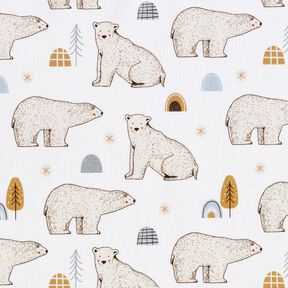 Cotton Poplin Polar Bears Digital Print – white, 