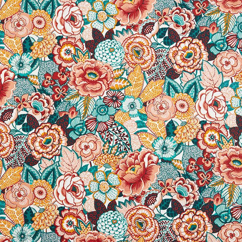 Cotton Cretonne sea of flowers – carmine/white,  image number 1