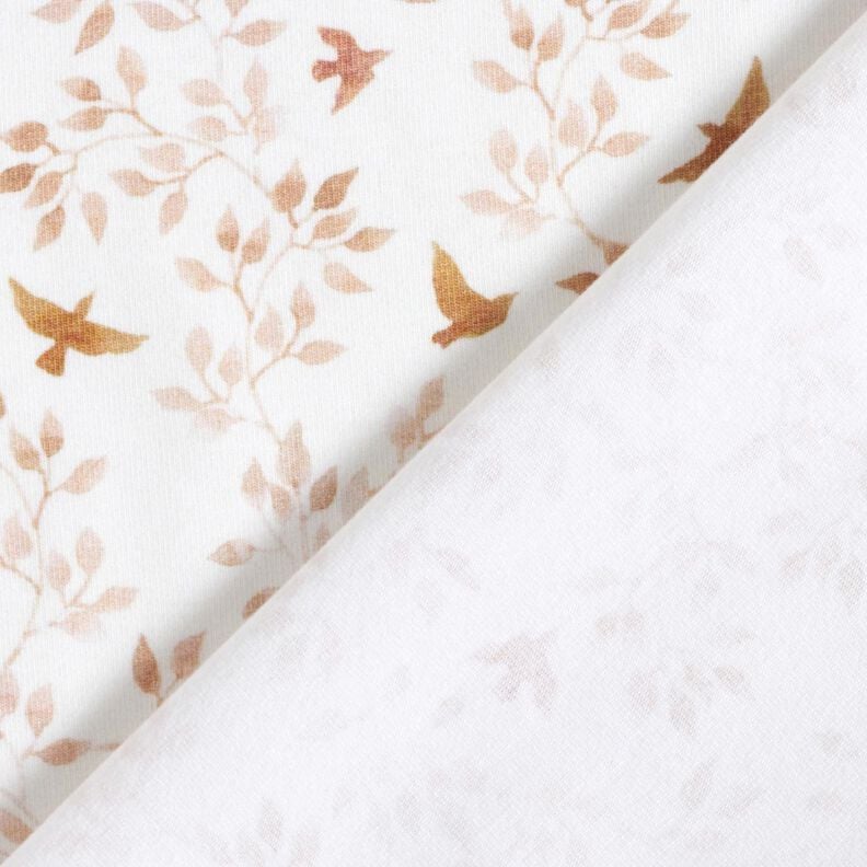 GOTS Cotton Jersey Branches & Birds Digital Print – white/copper,  image number 4