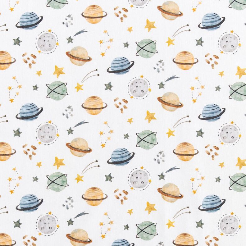 Decor Fabric Half Panama Planets – white,  image number 1