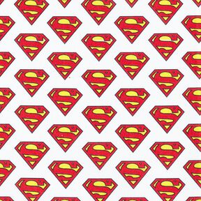 Cotton Poplin Superman logo Licensed Fabric | DC Comics – white, 