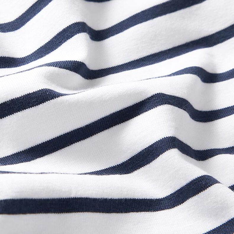 Narrow & Wide Stripes Cotton Jersey – white/navy blue,  image number 2