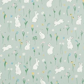 Decor Fabric Half Panama little bunnies – pale mint, 