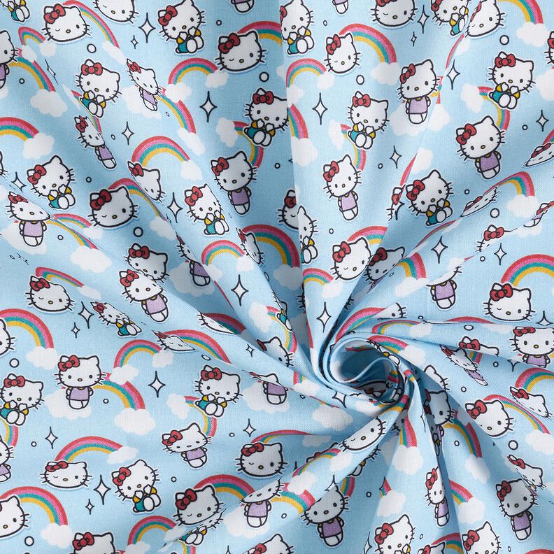 Cotton Poplin Hello Kitty rainbows Licensed Fabric | SANRIO – sky blue,  image number 3