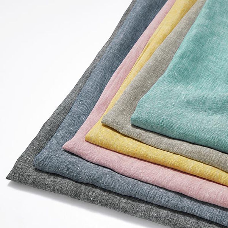 Mottled pure linen – aqua blue,  image number 5