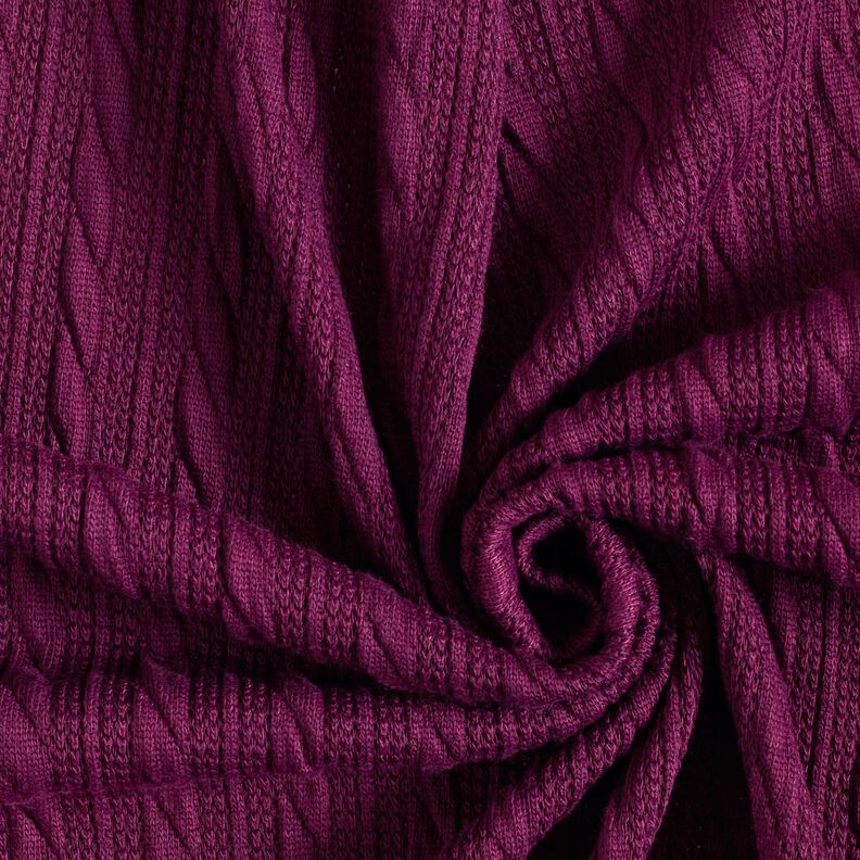 Knit Cloqué Cable Pattern – merlot,  image number 3