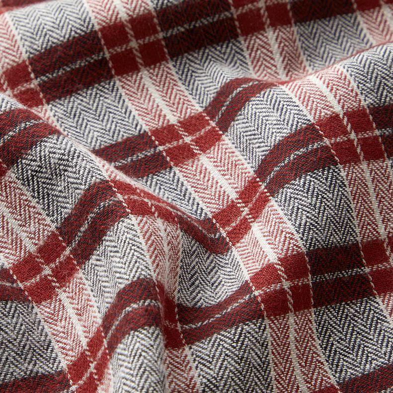 Flannel Check and Herringbone – burgundy/dark grey,  image number 2