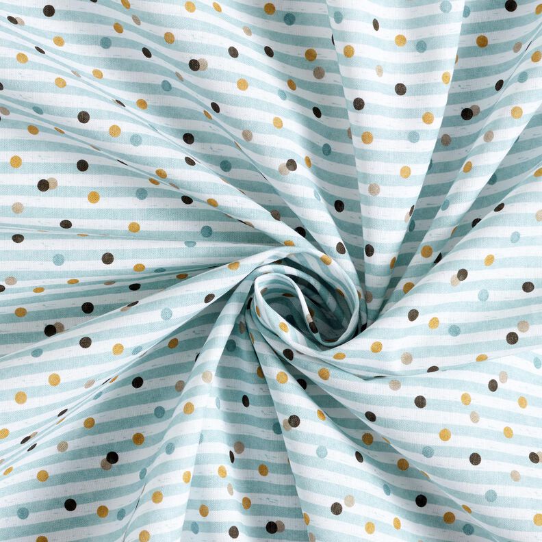 Cotton Poplin Stripes and dots Digital Print – ivory/sky blue,  image number 3