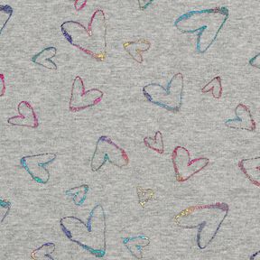 Alpine Fleece Glitter hearts Foil Print – light grey, 