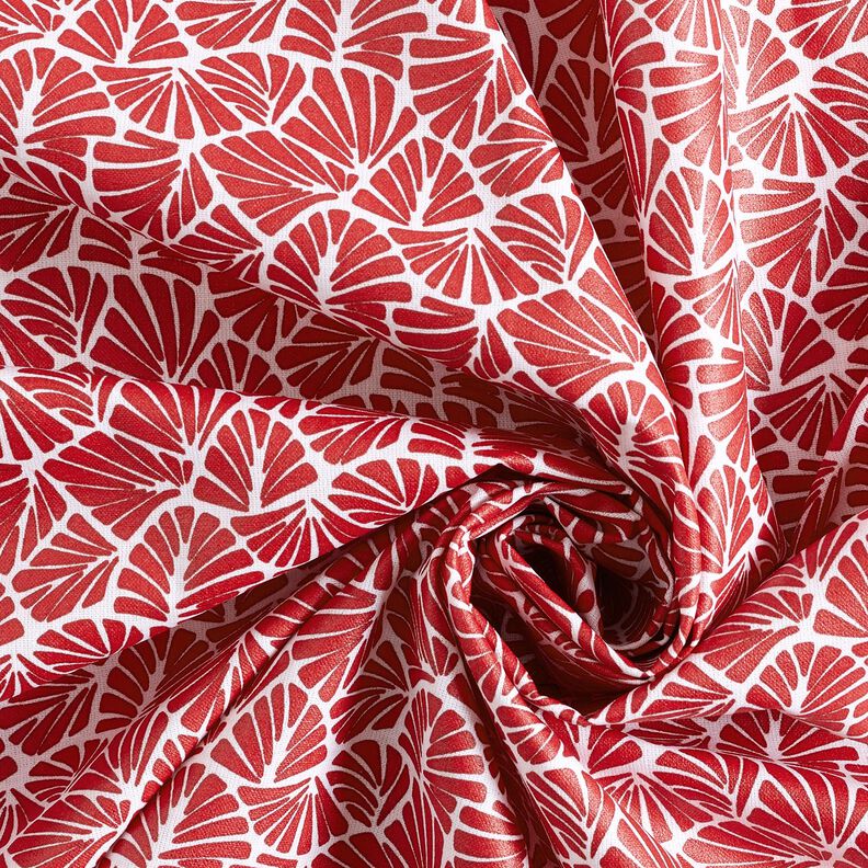 Coated Cotton abstract mini leaves – dark red/white,  image number 4