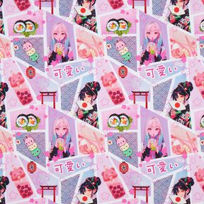 Cotton Jersey Manga fun Digital Print | by Poppy – white/lavender, 
