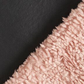 Plain Imitation Leather with Faux Fur Reverse – black/light dusky pink, 