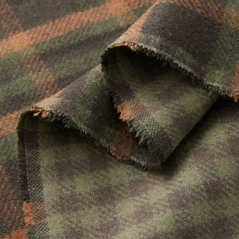 Coat fabric double-face tartan – terracotta/fir green,  image number 2