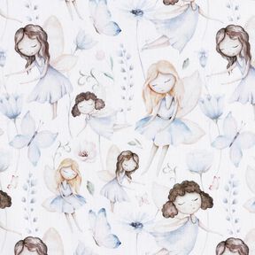 Cotton Poplin Flower fairies Digital Print – white, 