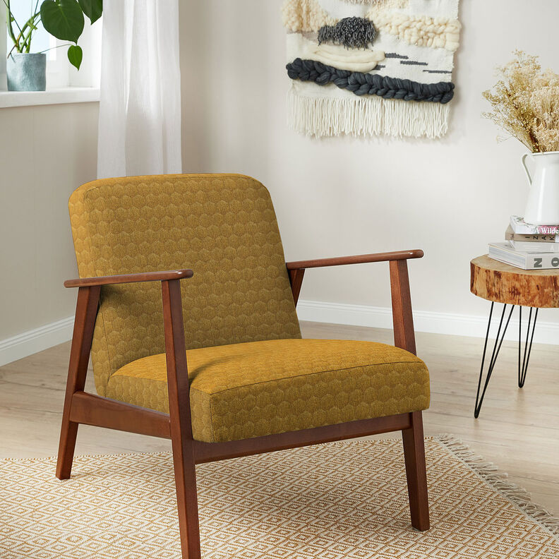 Upholstery Fabric Velvet Honeycomb Quilt – mustard,  image number 7