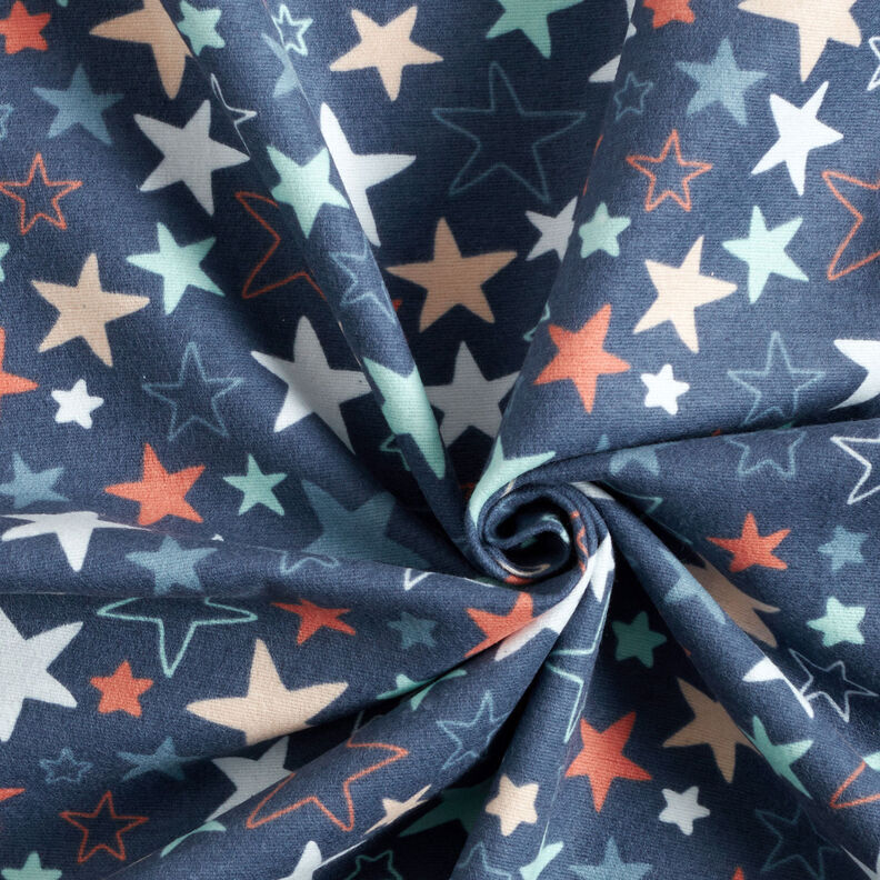 Cotton Flannel colourful stars – navy blue,  image number 3