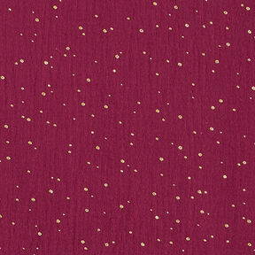 Scattered Gold Polka Dots Cotton Muslin – burgundy/gold, 