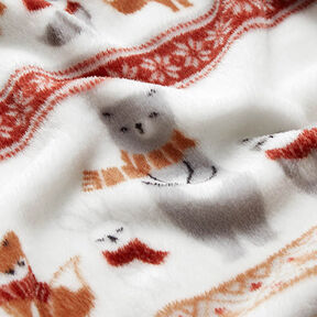 Cosy Fleece Winter Animals – white/carmine, 