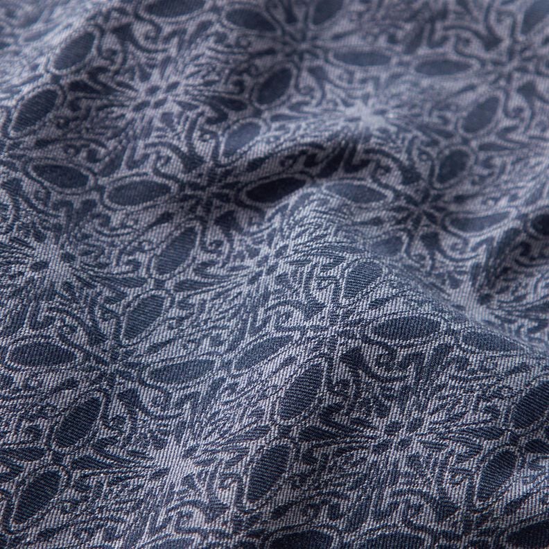 Ornaments stretch jacquard – denim blue,  image number 2