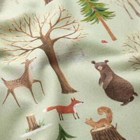 Decor Fabric Half Panama Woodland Animals – mint, 