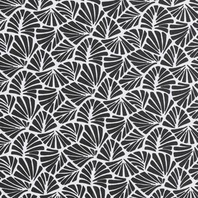 Coated Cotton abstract mini leaves – black/white, 