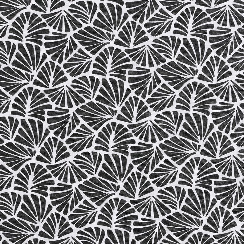 Coated Cotton abstract mini leaves – black/white,  image number 1