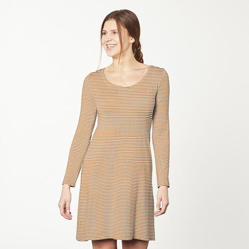 Narrow Stripes Cotton Jersey – cream/cinnamon,  image number 8