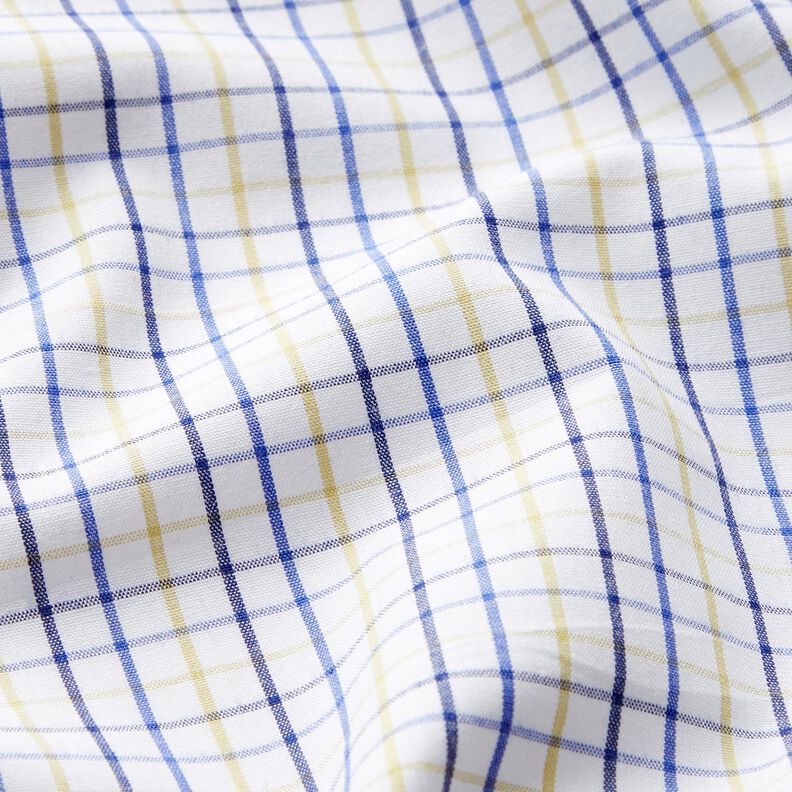 Cotton fabric grid check – white/blue,  image number 2