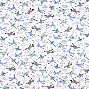 Cotton Jersey Aeroplanes Digital Print – offwhite, 