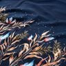 French Terry Border fabric dried flowers and feathers | Glitzerpüppi – midnight blue/cinnamon,  thumbnail number 2