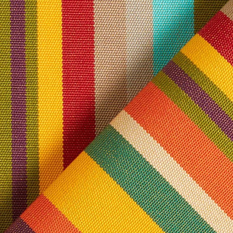 Outdoor Fabric Canvas Colourful stripes – green/yellow,  image number 4