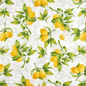 Decor Fabric Panama lemons – white/lemon yellow, 