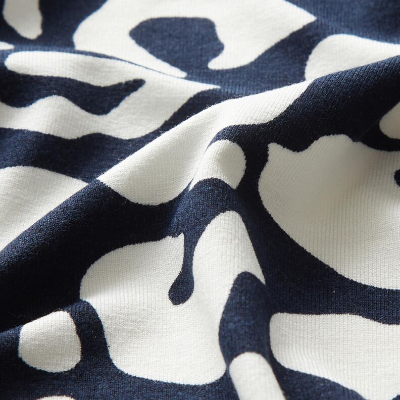 Viscose Jersey abstract leopard spots – midnight blue/white,  image number 2