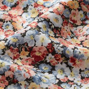 viscose fabric flower meadow – light wash denim blue/black, 