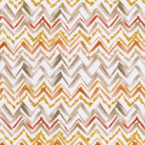 Cotton Poplin Brush stroke zigzag Digital Print – white/copper, 