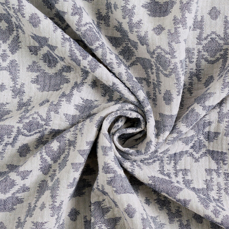 Double Gauze/Muslin Jacquard Aztec pattern | by Poppy midnight blue/misty grey,  image number 5