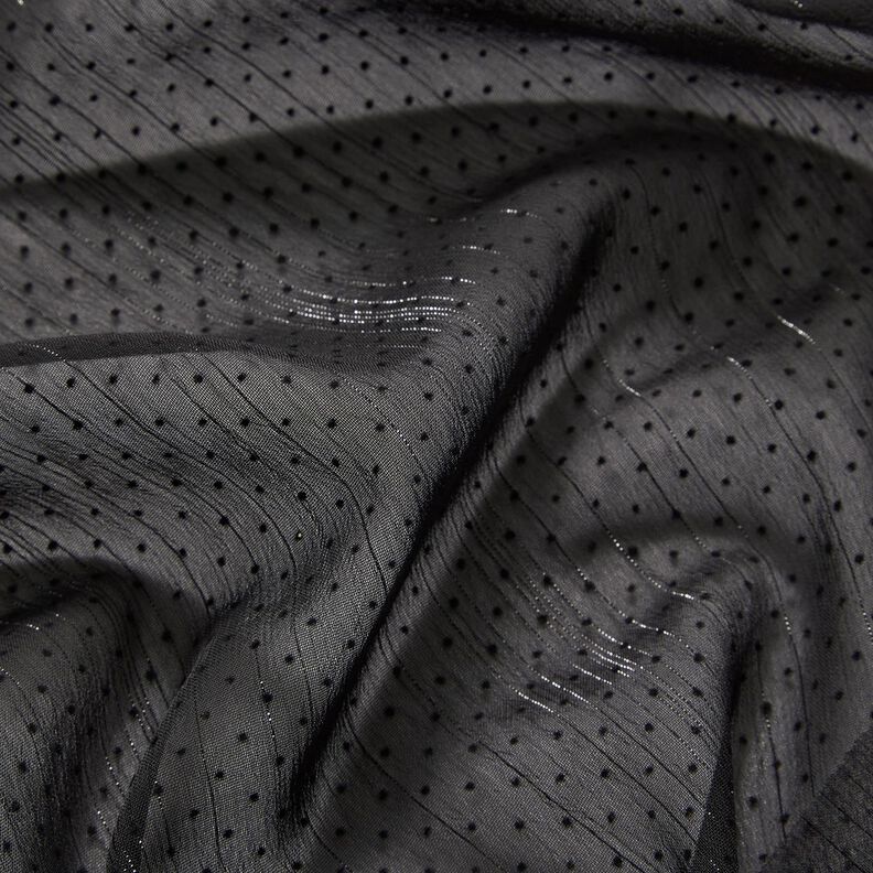 Glitter stripes and dots chiffon – black,  image number 2