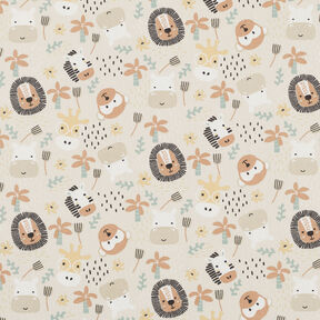 Cotton Poplin Party animals in the jungle – natural, 