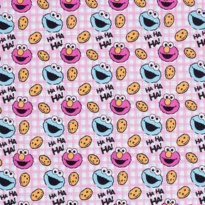 Cotton Poplin Licensed Fabric Cookie Monster and Elmo | Sesame Workshop – offwhite/pink, 
