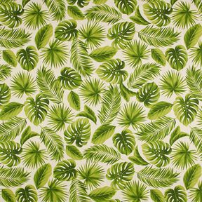 Decor Fabric Half Panama monstera leaves – natural/green, 