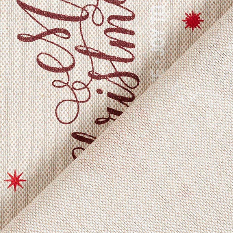 Decor Fabric Half Panama Merry Christmas – beige/dark red,  image number 4