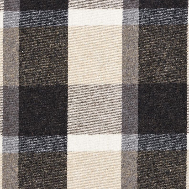 Coat Fabric Cotton Blend large tartan checks – light beige/antique silver,  image number 1