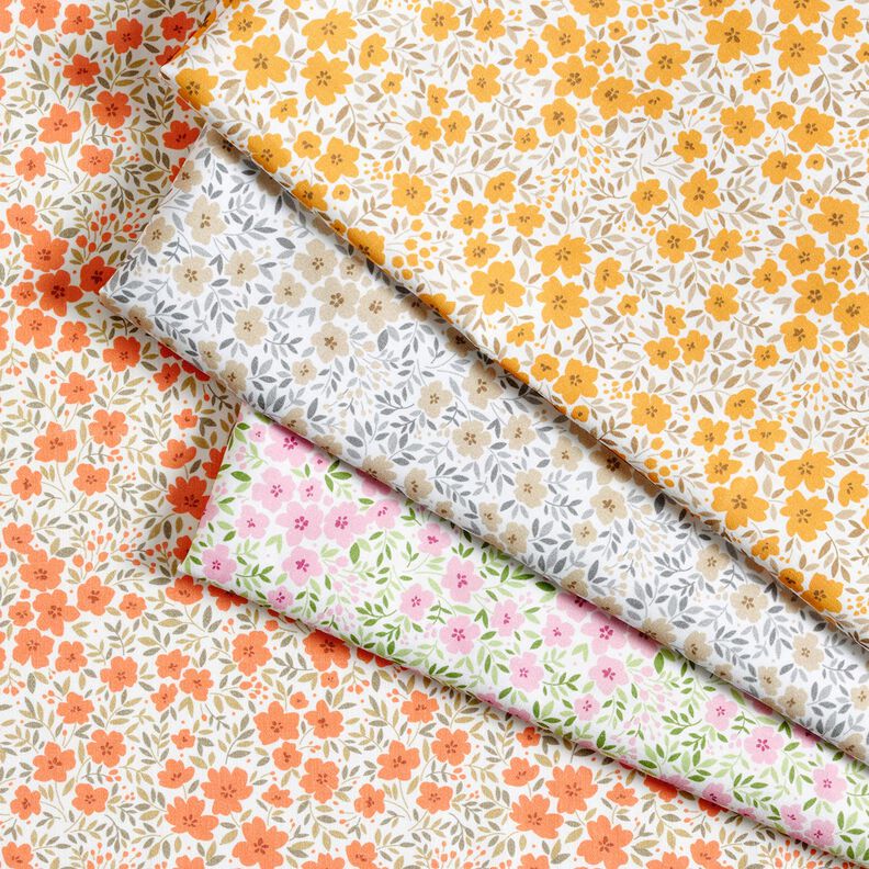 Decor Fabric Sateen sea of blooms – peach orange/white,  image number 5